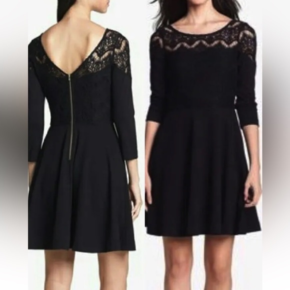 218.00 NWT LILLY PULITZER REMMY ELAGANT LACE OVERLAY PONTE DRESS BLACK - Picture 1 of 5